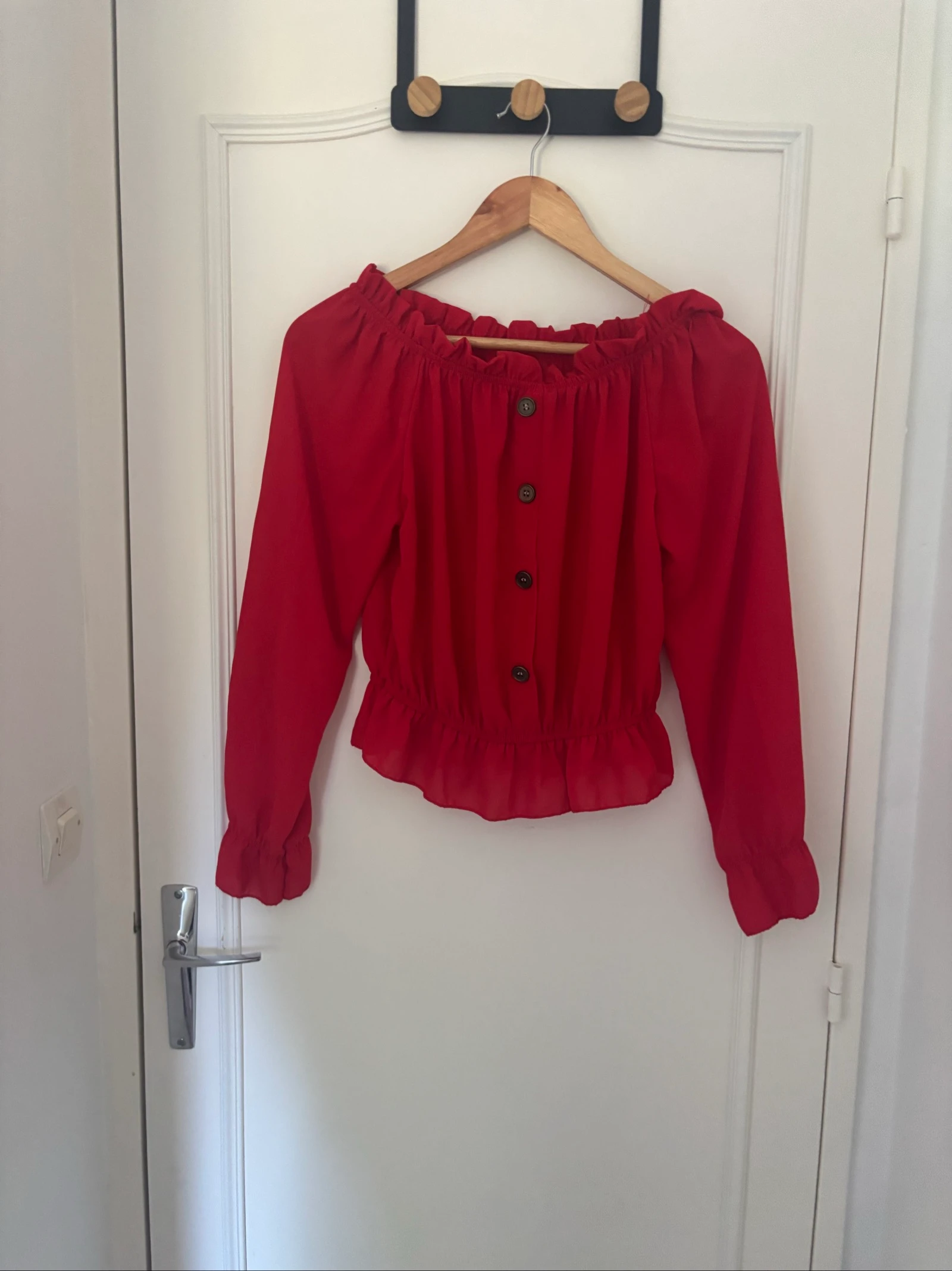 242/ Blouse rouge col bateau - Boutique indépendante - Taille  38